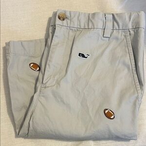 Vineyard Vines Light Gray Chinos with Football Embroidery Boys size 18